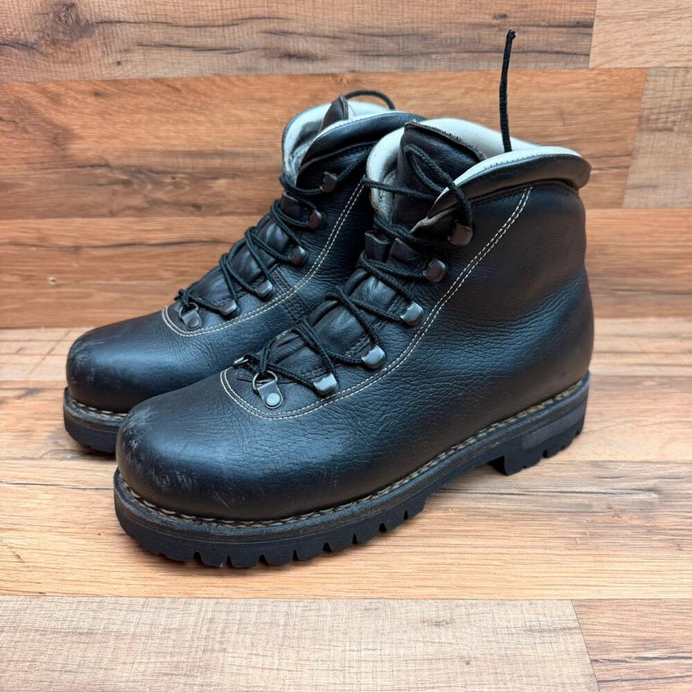 Meindl Bavaria Mens 7 black Leather Hiking Mountaineering Boots Vibram Sole
